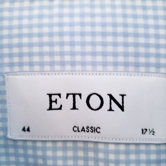 ETON of Sweden, NWOT 17.5 Light Blue and White Mini Check, Classic Fit - Picture 13 of 13